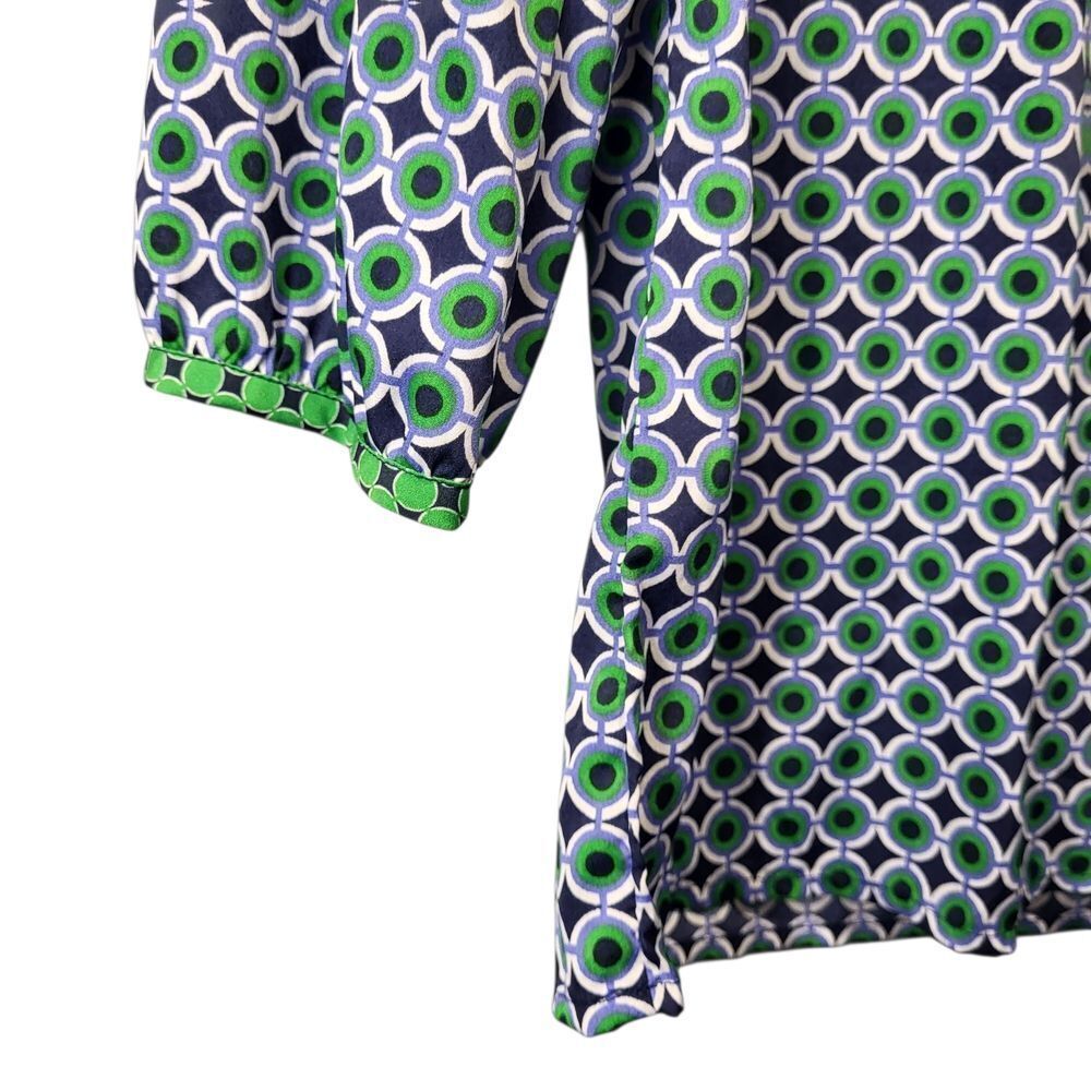 Banana Republic Geometric Circle Print Blouse, Green Navy,‎ Size Small - Picture 9 of 11